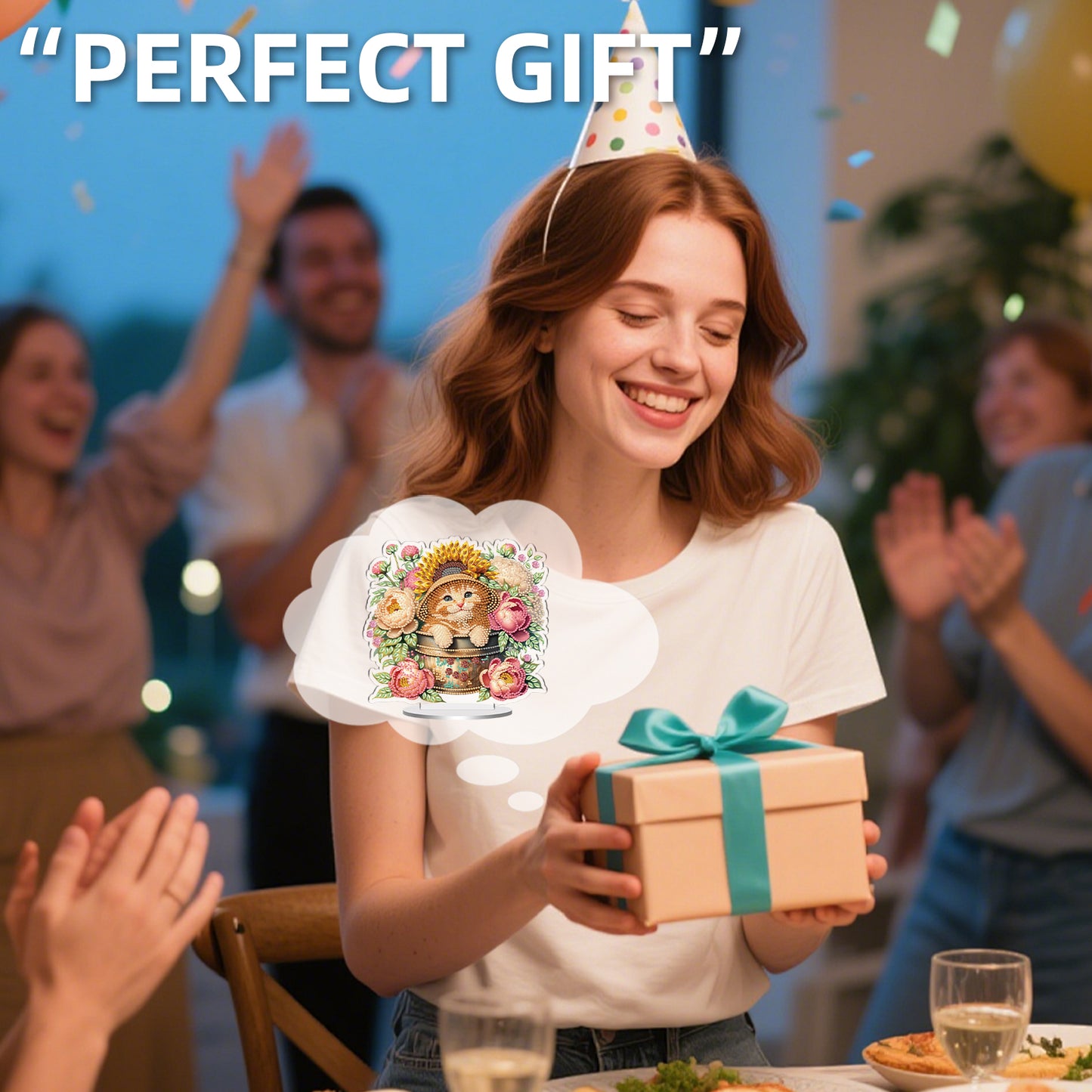 Cats and Flowers DIY 2D Flat Acrylic Special Shaped Diamond Art Kits 22x25cm