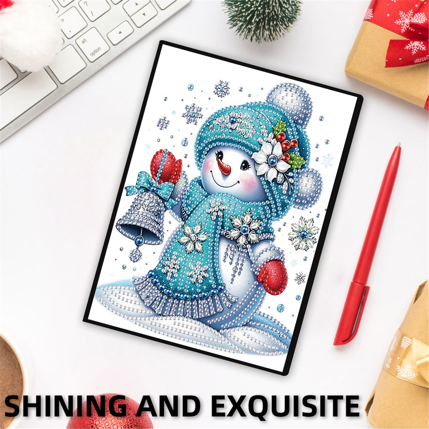 2pcs Snowman Partial DIY 50 Pages A5 Diamond Painting Notebook for Study Home
