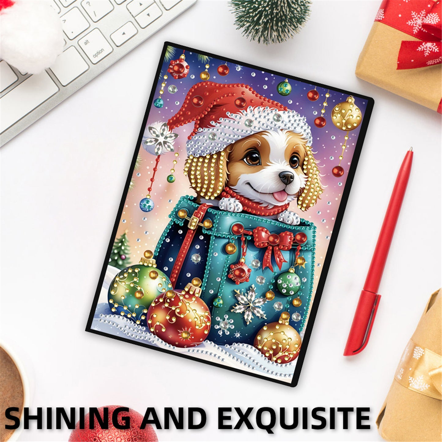 2pcs Xmas Animals Partial DIY 50 Pages A5 Diamond Painting Notebook for Study