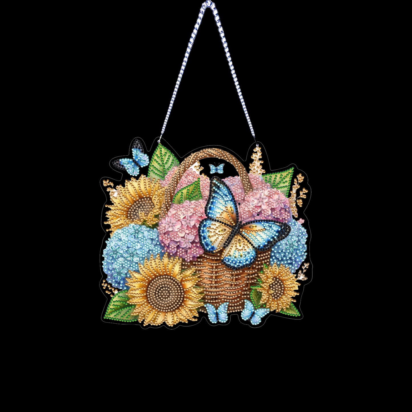 Sunflower Butterfly DIY 2D Flat Acrylic Home Diamond Painting Hanging Pendant