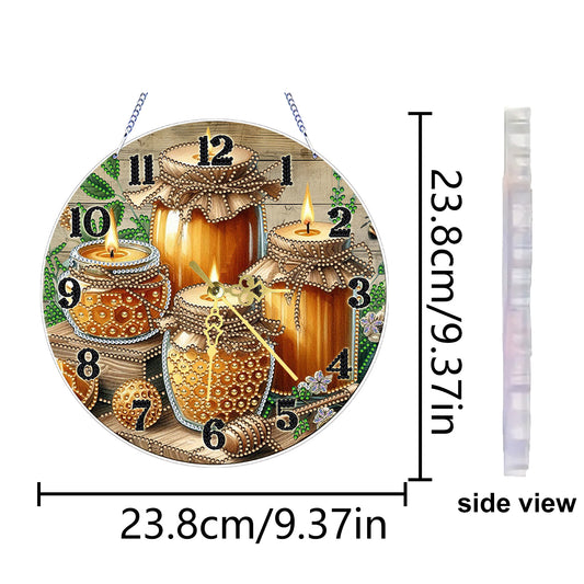 Honey 2D Flat DIY Acrylic Diamonds Painting Clocks for Home Wall or Window Decor