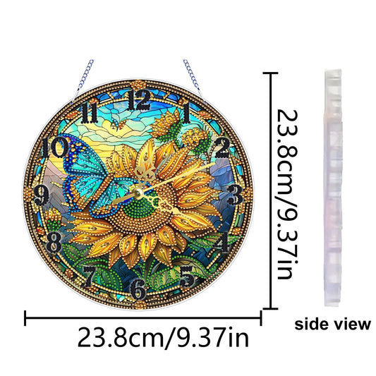 Butterfly Sunflower 2D Flat DIY Acrylic Diamonds Painting Clocks Bedroom Decor