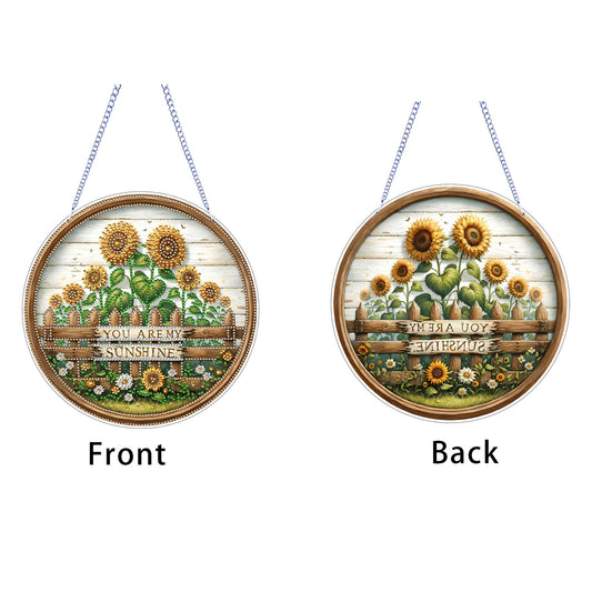 Sunflower 2D Flat DIY Acrylic Diamond Art Pendant Craft Kit for Home Wall Decor