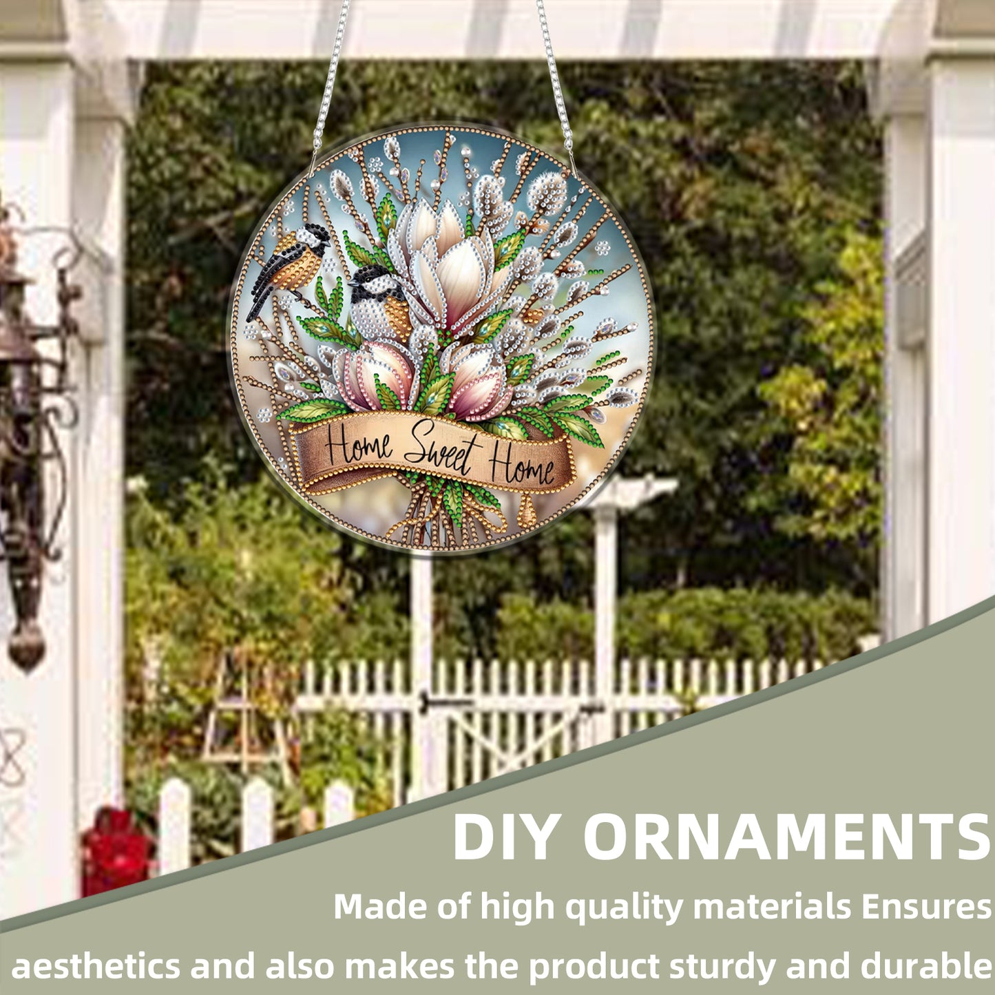 Garden Bird 2D Flat DIY Acrylic Diamond Art Pendant Craft for Home Wall Decor