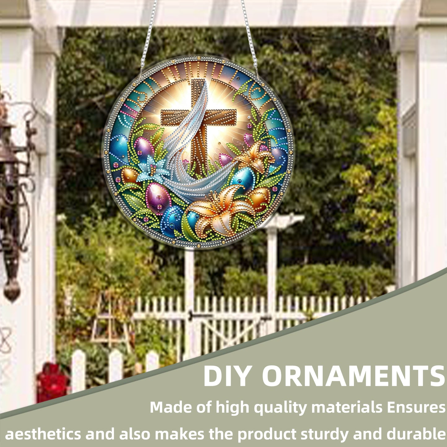 Cross 2D Flat DIY Acrylic Diamond Art Pendant Craft Kit for Home Wall Decoration