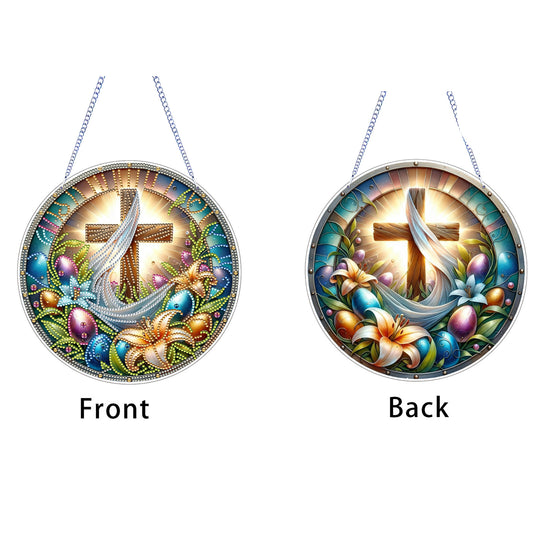 Cross 2D Flat DIY Acrylic Diamond Art Pendant Craft Kit for Home Wall Decoration