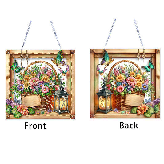 Flower Pot 2D Flat DIY Acrylic Diamond Art Pendant Craft Kit for Home Wall Decor
