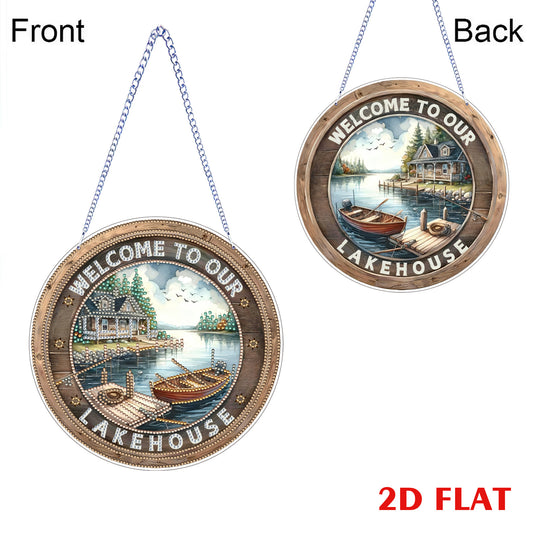 House 2D Flat DIY Acrylic Diamond Art Pendant for Adults Gift Home Window Decor