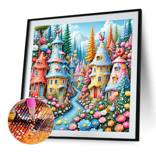 Houses - Full Round Drill Diamond Painting 40*40CM