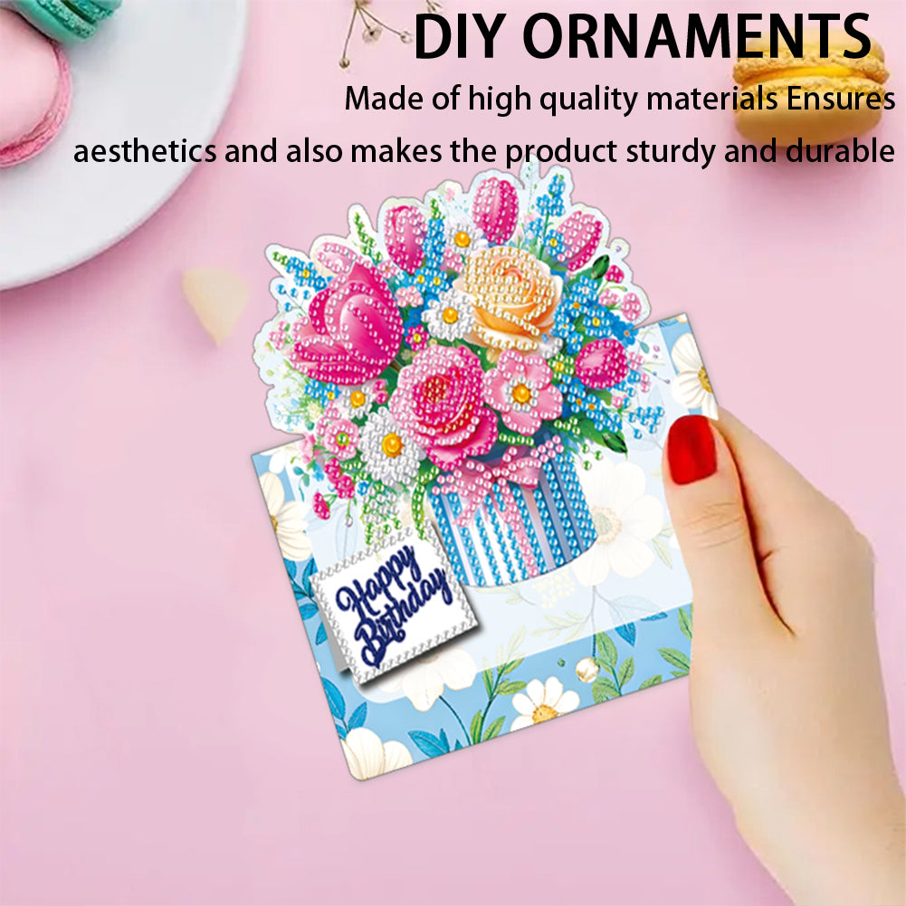 6pcs Flower Pattern DIY Diamond Painting Greeting Postcards Set with Envelope