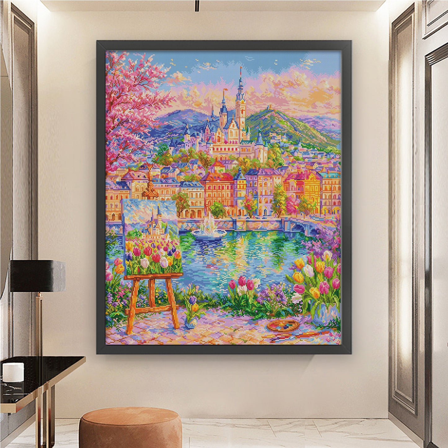 Tulip Castle - 9CT Stamped Cross Stitch 100*80CM(Jun He Brand)