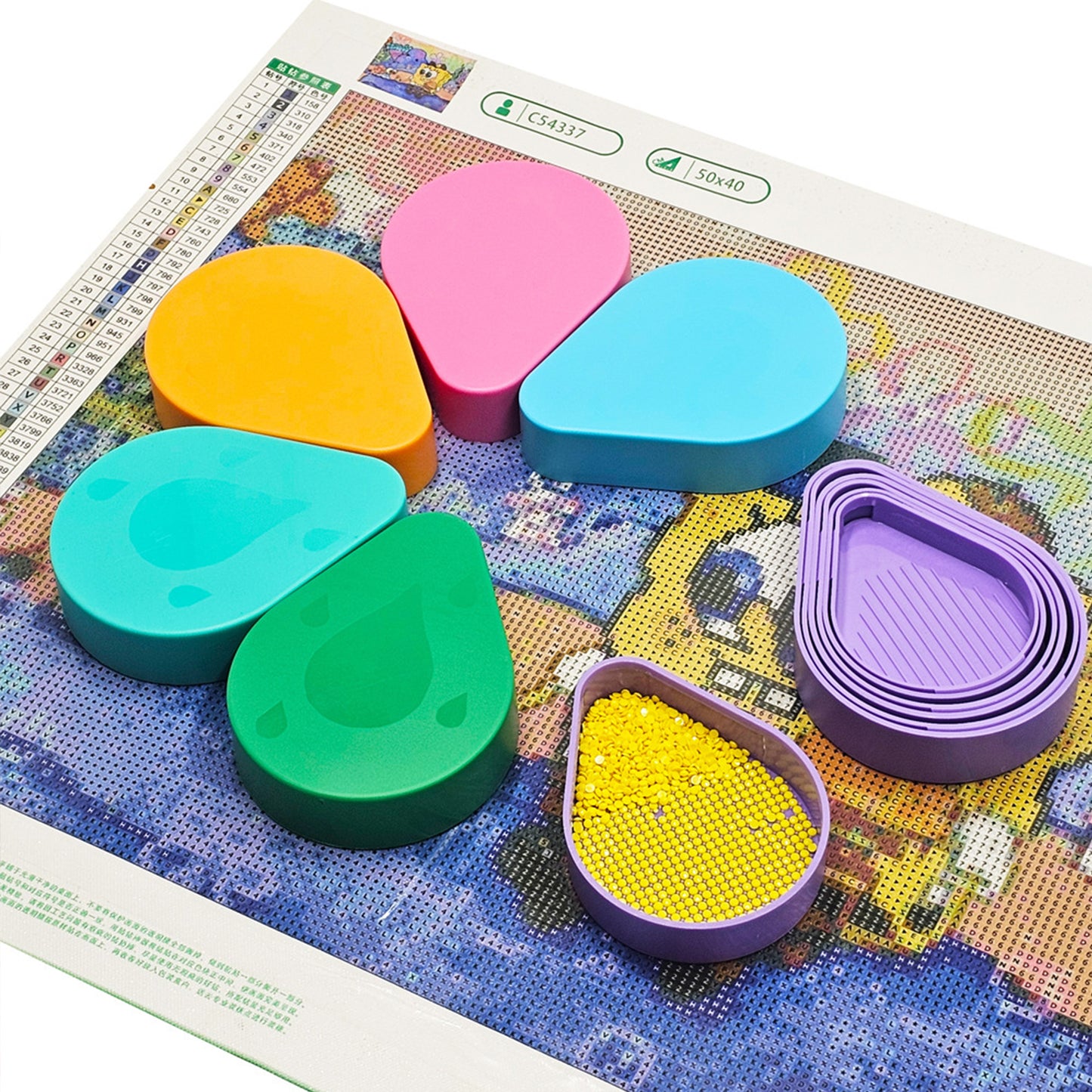 6PCS Diamond Art Trays Cat Paw Diamond Painting Organizer for DIY Crafts (Green)