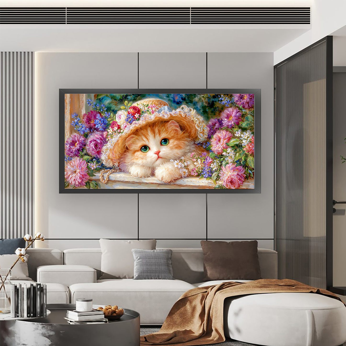 Cat - 9CT Stamped Cross Stitch 100*55CM(Jun He Brand)