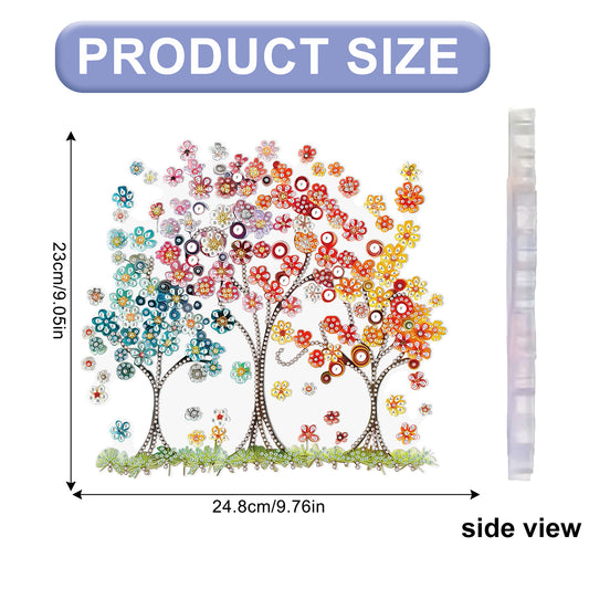 Flowering Tree 2D Flat DIY Acrylic Diamond Painting Pendant Kits Home Wall Decor