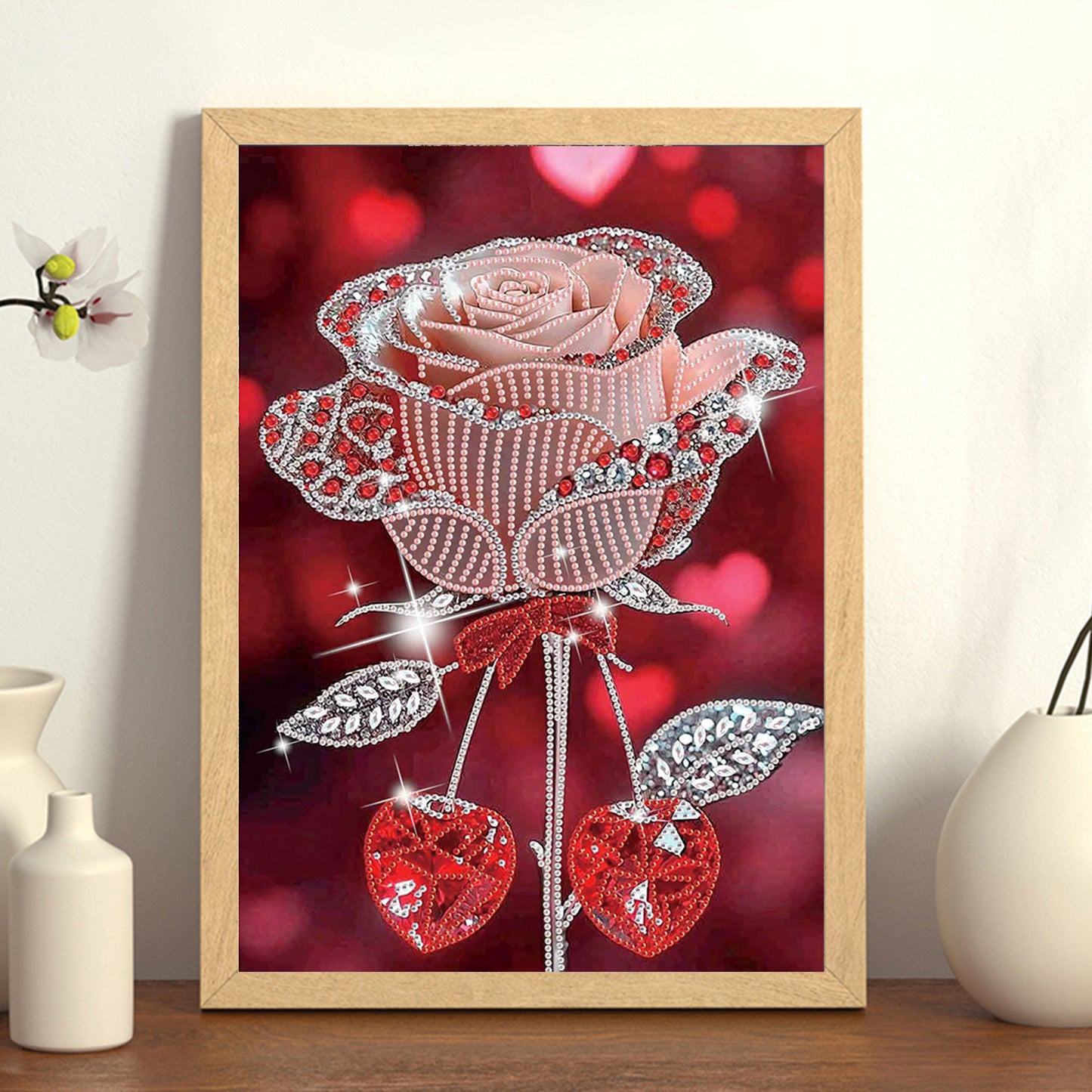 Dreamy Red Rose - Special Shaped Drill Diamond Painting 30*40CM
