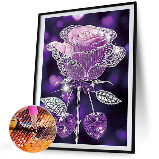 Dreamy Purple Rose - Special Shaped Drill Diamond Painting 30*40CM
