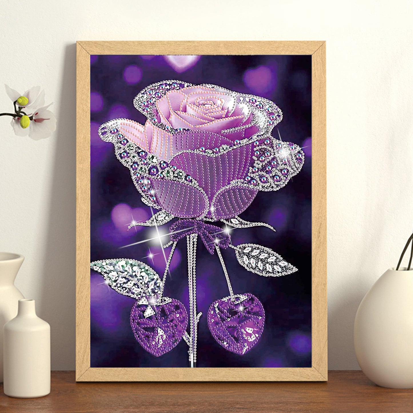 Dreamy Purple Rose - Special Shaped Drill Diamond Painting 30*40CM