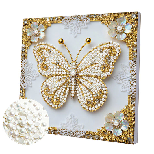 Butterfly - DIY Pearl Gem Art Diamond Painting Kits With Framefor Home Decor -25x25cm