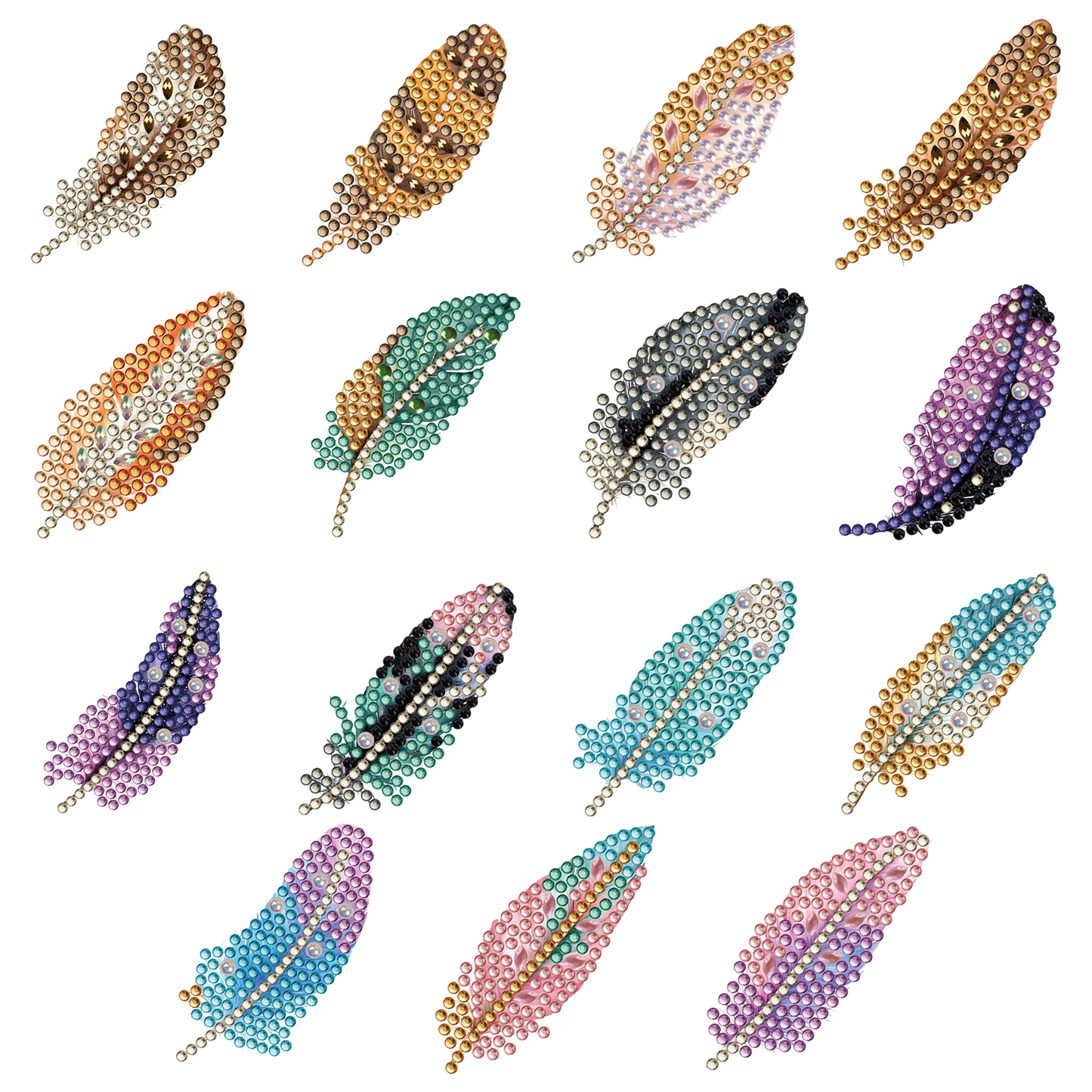 15pcs Feather 2D Acrylic DIY Diamond Art Fridge Magnet Kit for Home Cars Decor