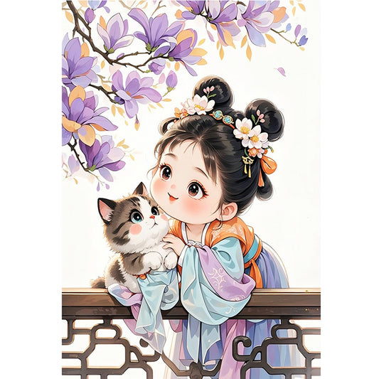 Princess Ziwei And Her Cat - 11CT Stamped Cross Stitch 50*70CM(Mona Lisa Brand)