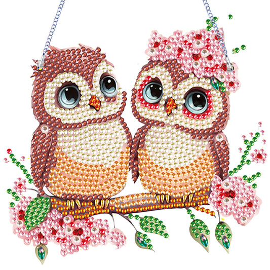 4Pcs Owl 2D Flat DIY Diamond Painting Kits Crystal Art Pendant for Home Wall