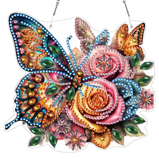 4pcs Fairy Butterfly DIY 2D Flat Acrylic Diamond Painting Pendant Kit Home Decor