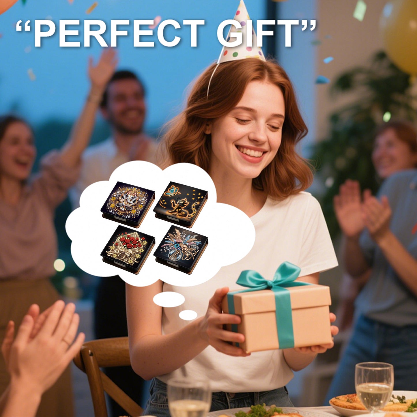 Animals Flowers PU DIY 5D Diamond Painting Note Box 640 Blank Notepad for Office