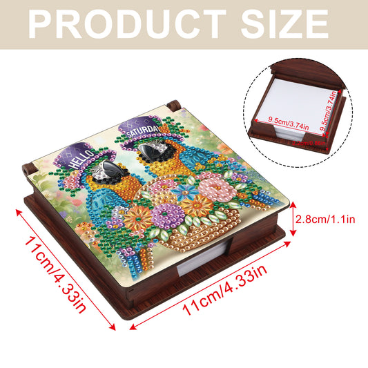 Birds and Hearts Wooden DIY 5D Diamond Painting Note Box 640 Notepads for Office
