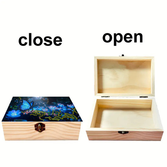 Butterflies Flowers DIY Wooden 5D Diamond Art Diamond Art Storage Box for Adults
