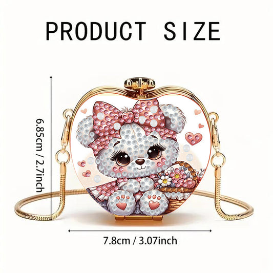 Bear DIY Acrylic Love Art Diamond Painting Coin Purse with Chain for Women Girl