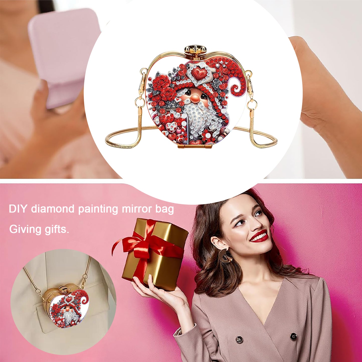 Goblin DIY Acrylic Love Art Diamond Painting Coin Purse w/ Chain for Women Girl