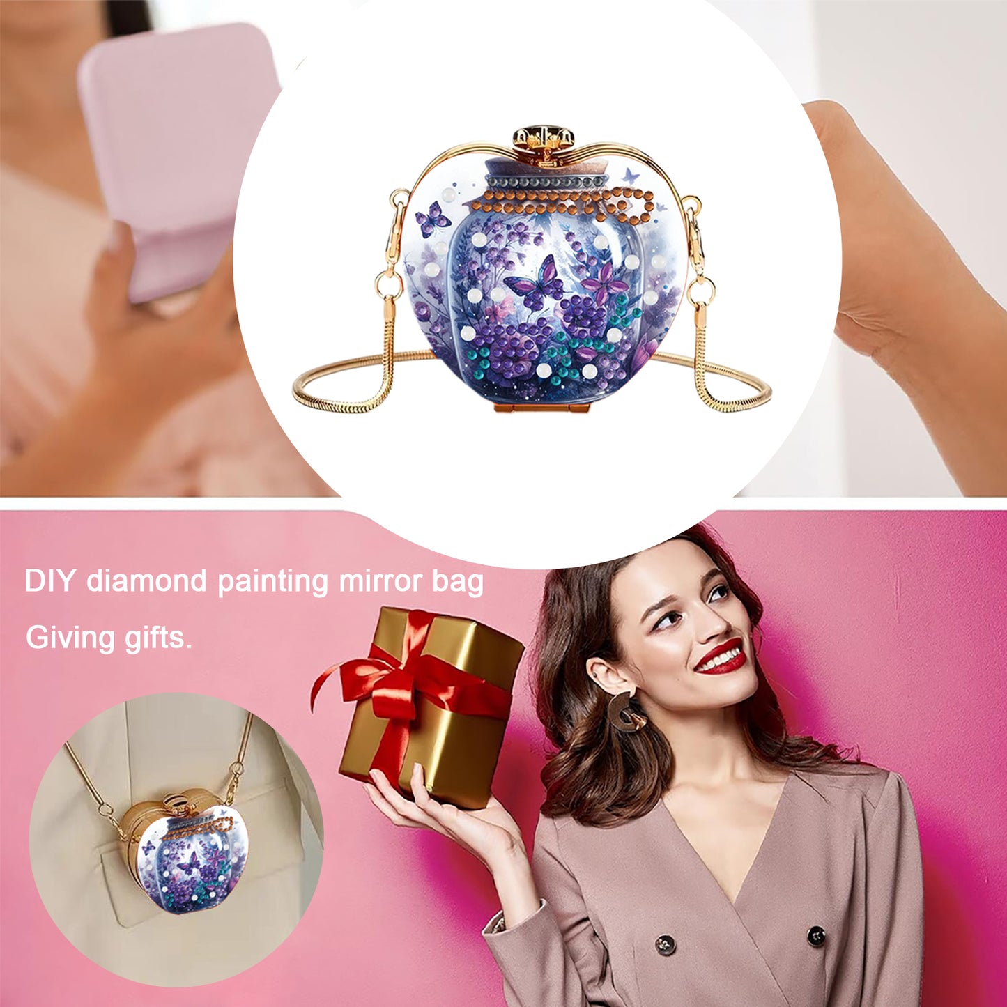Butterfly DIY Acrylic Love Art Diamond Painting Coin Purse with Chain for Women