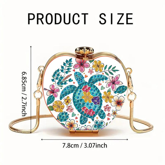 Turtle DIY Acrylic Love Art Diamond Painting Coin Purse w/ Chain for Women Girl