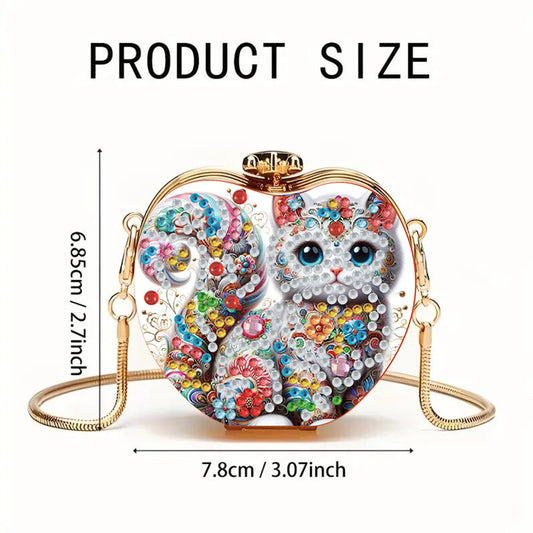 Cat DIY Acrylic Love Art Diamond Painting Coin Purse with Chain for Women Girls