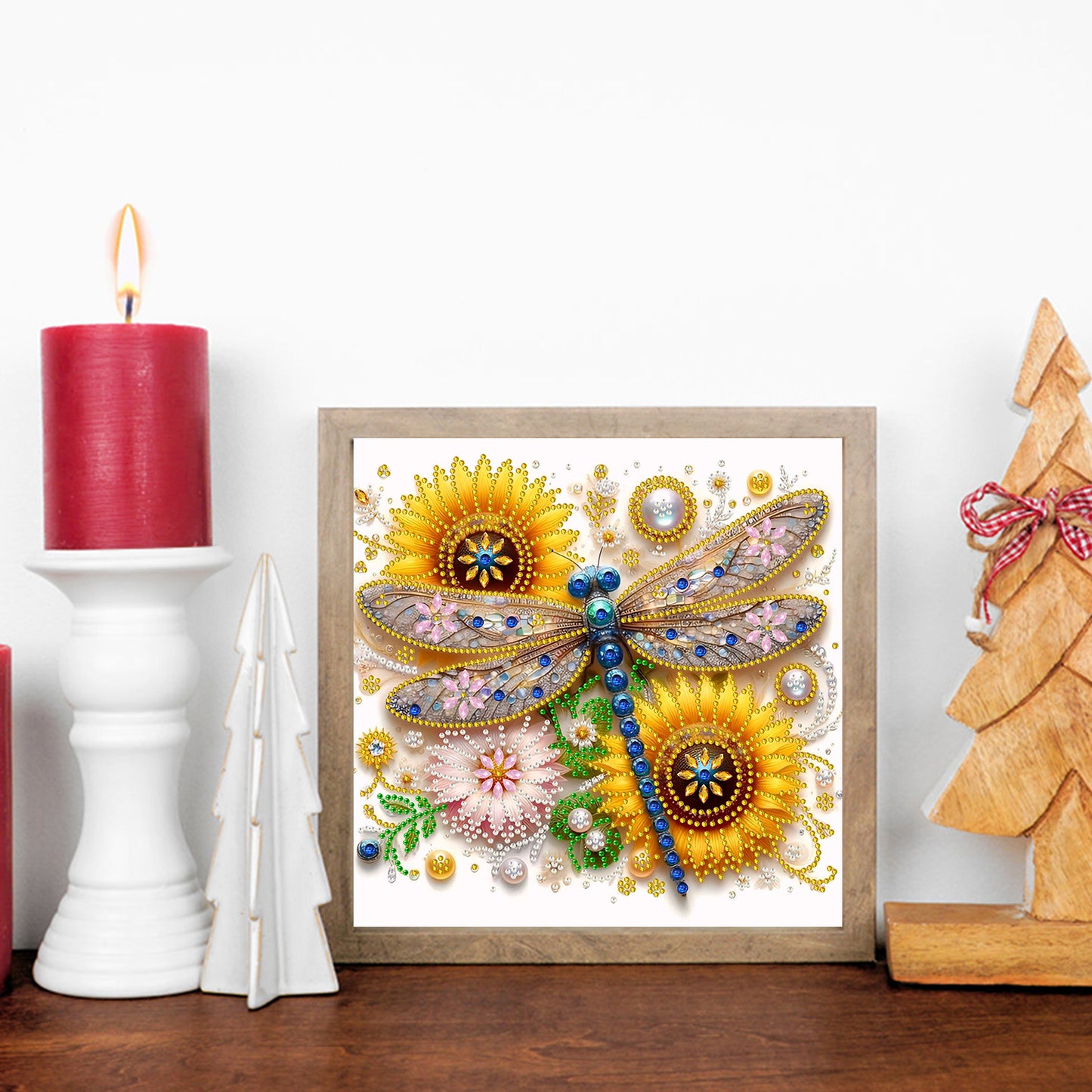 Flower Dragonfly - Special Shaped Drill Diamond Painting 30*30CM