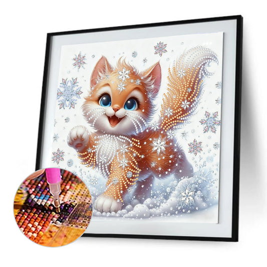 Snowflake Cat - Special Shaped Drill Diamond Painting 30*30CM