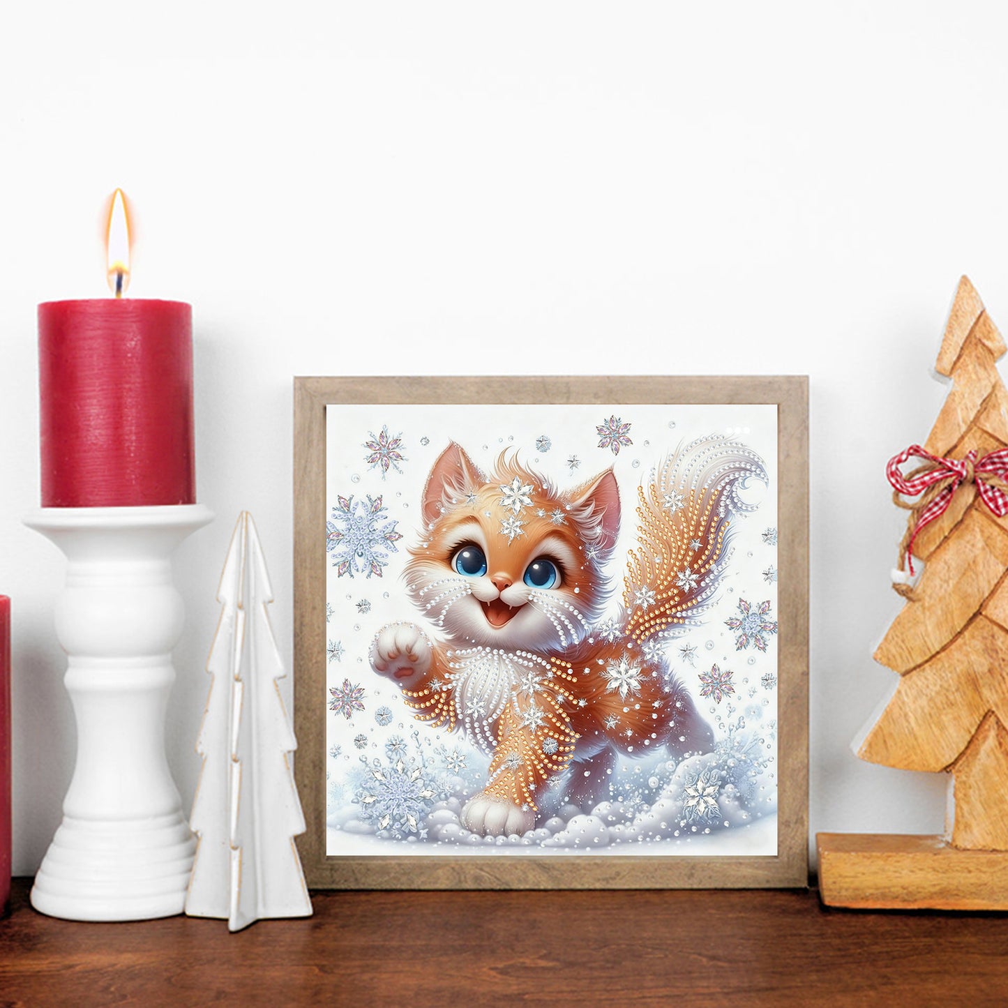 Snowflake Cat - Special Shaped Drill Diamond Painting 30*30CM