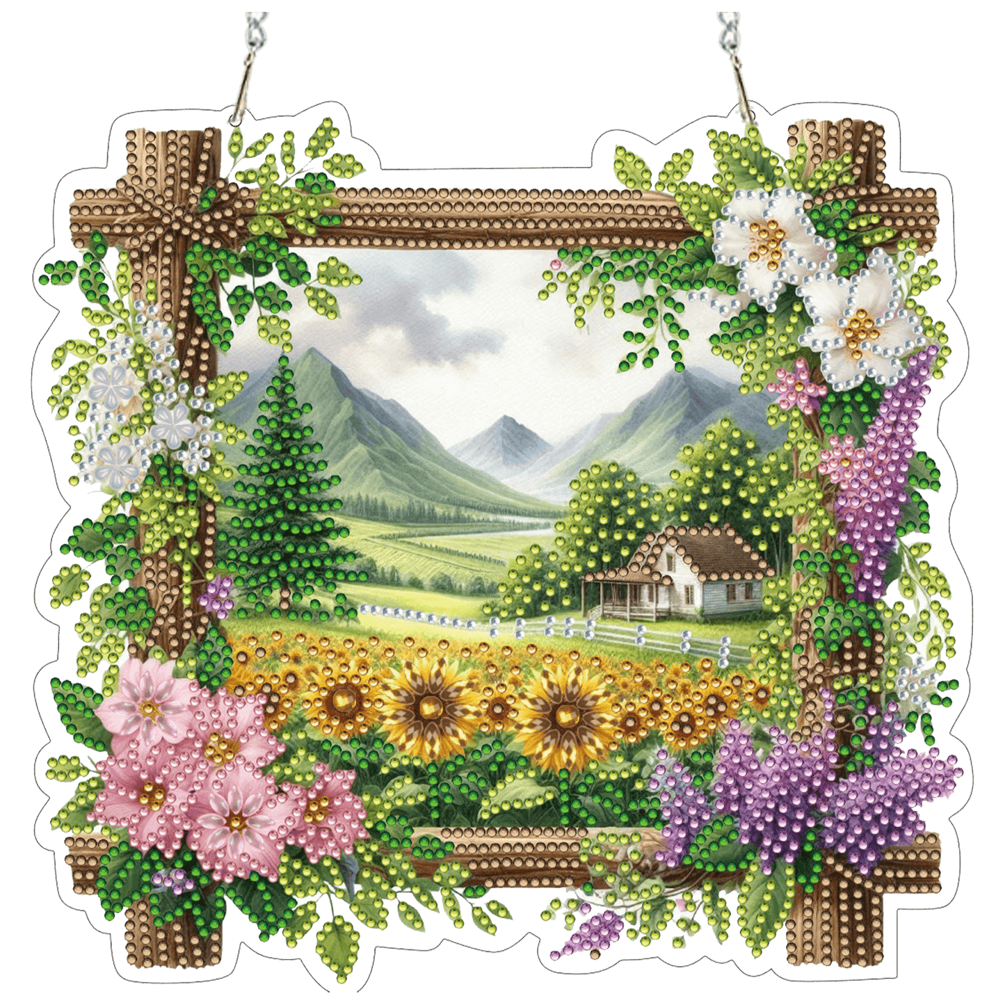 Rural Fields 2D Flat DIY Diamond Painting Kits Window Hanging for Home Decor