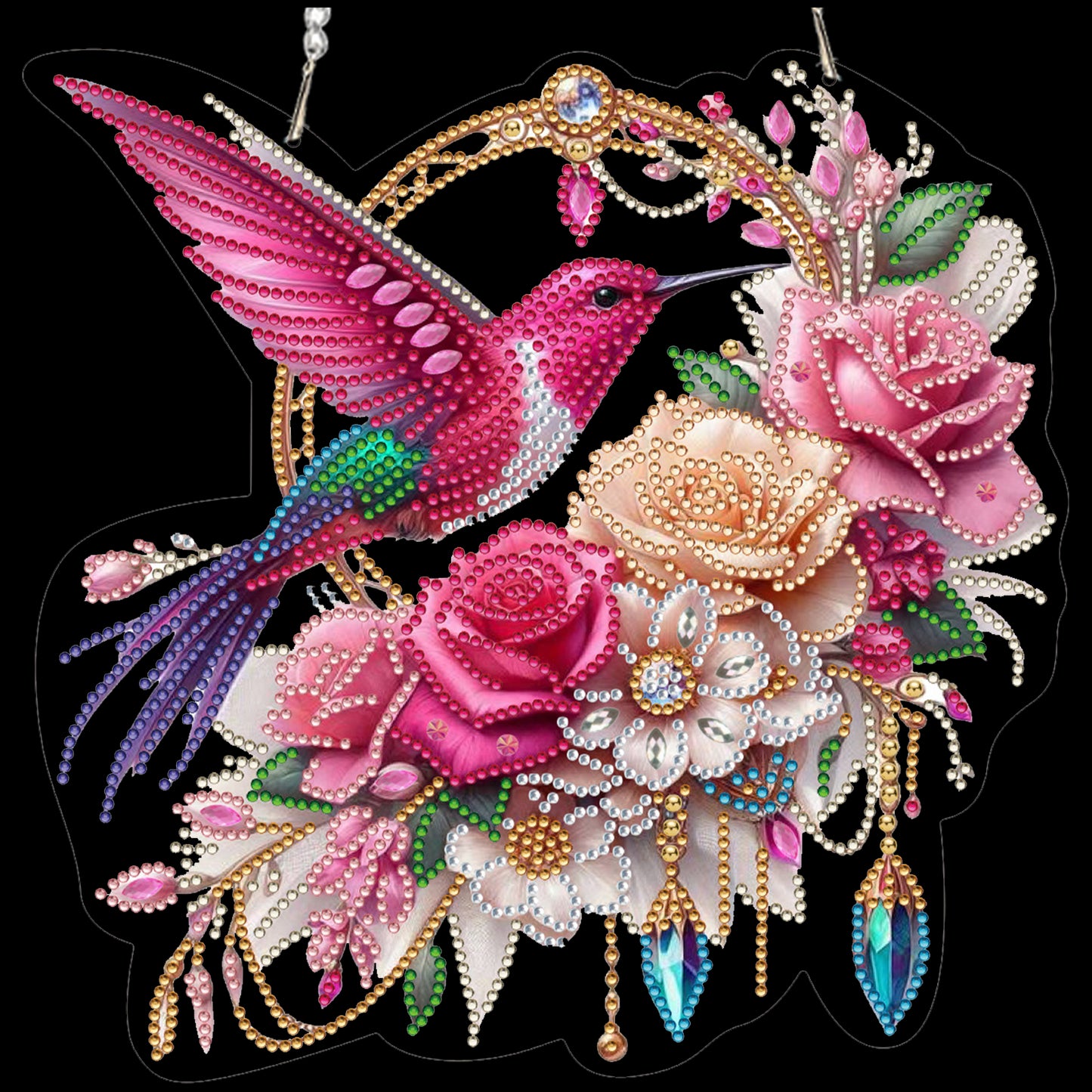 Hummingbird Flowers 2D Flat DIY Diamond Painting Kits Window Hanging Home Decor