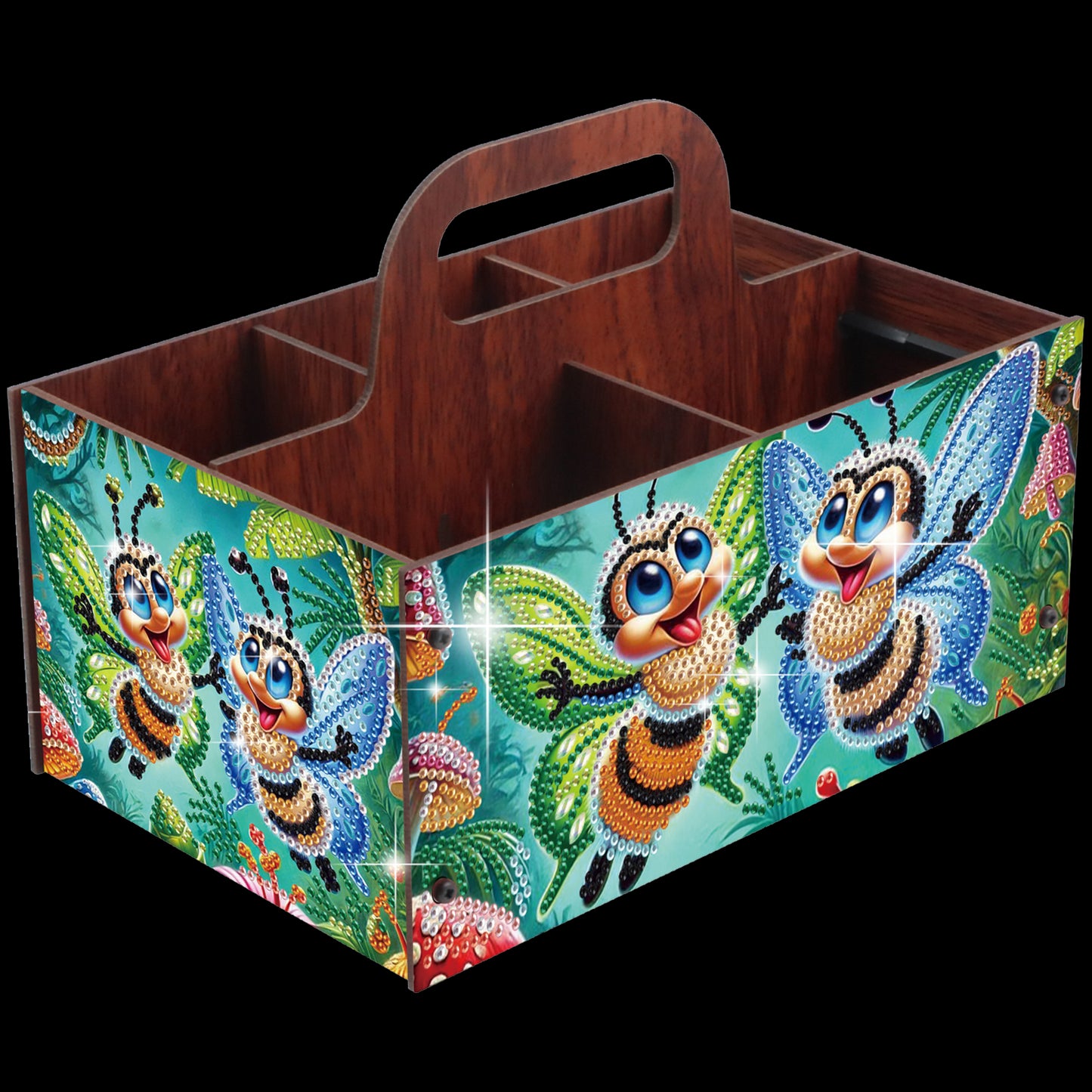 Bee DIY Wooden Diamond Art Painting Storage Box with Handheld Home Decor