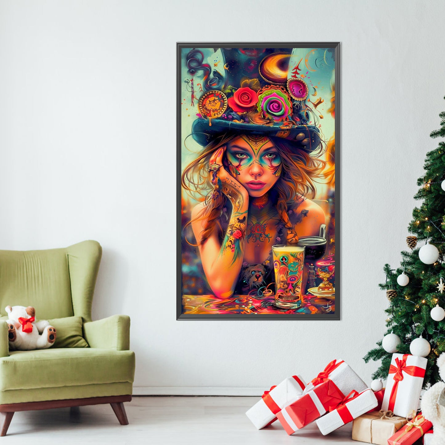 Tattooed Beauty - Partial AB Round Drill Diamond Painting 40*70CM