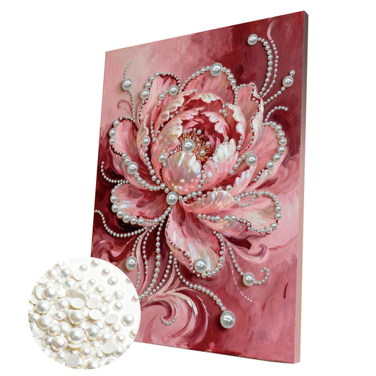 Pink Flower - DIY Pearl Gem Art Diamond Painting Kits With Framefor Home Decor -30x40cm