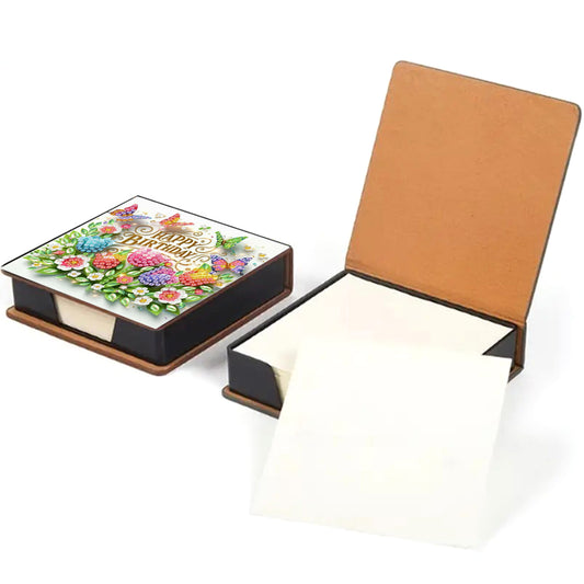 Birthday PU DIY 5D Diamond Painting Note Box (160 Blank Notepads) for Office