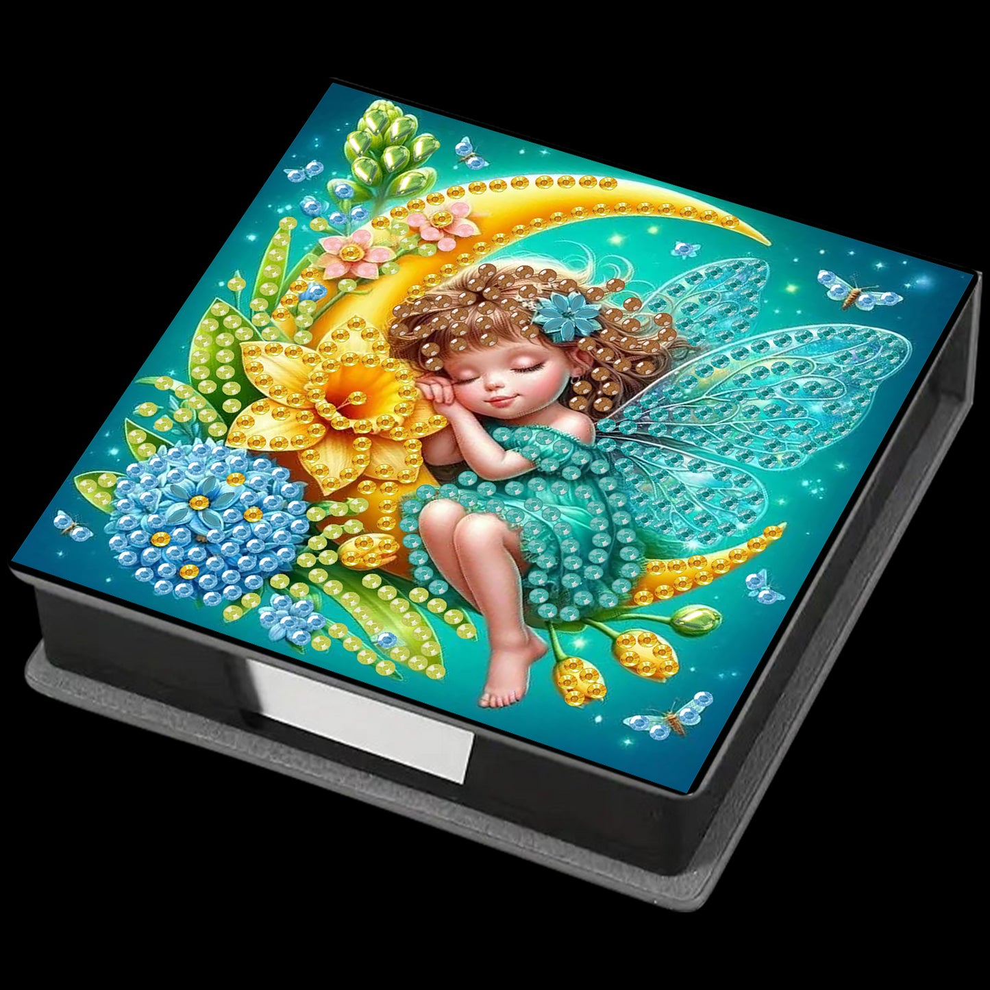 Girl on the Moon PU DIY 5D Diamond Painting Home Note Box (160 Blank Notepads)