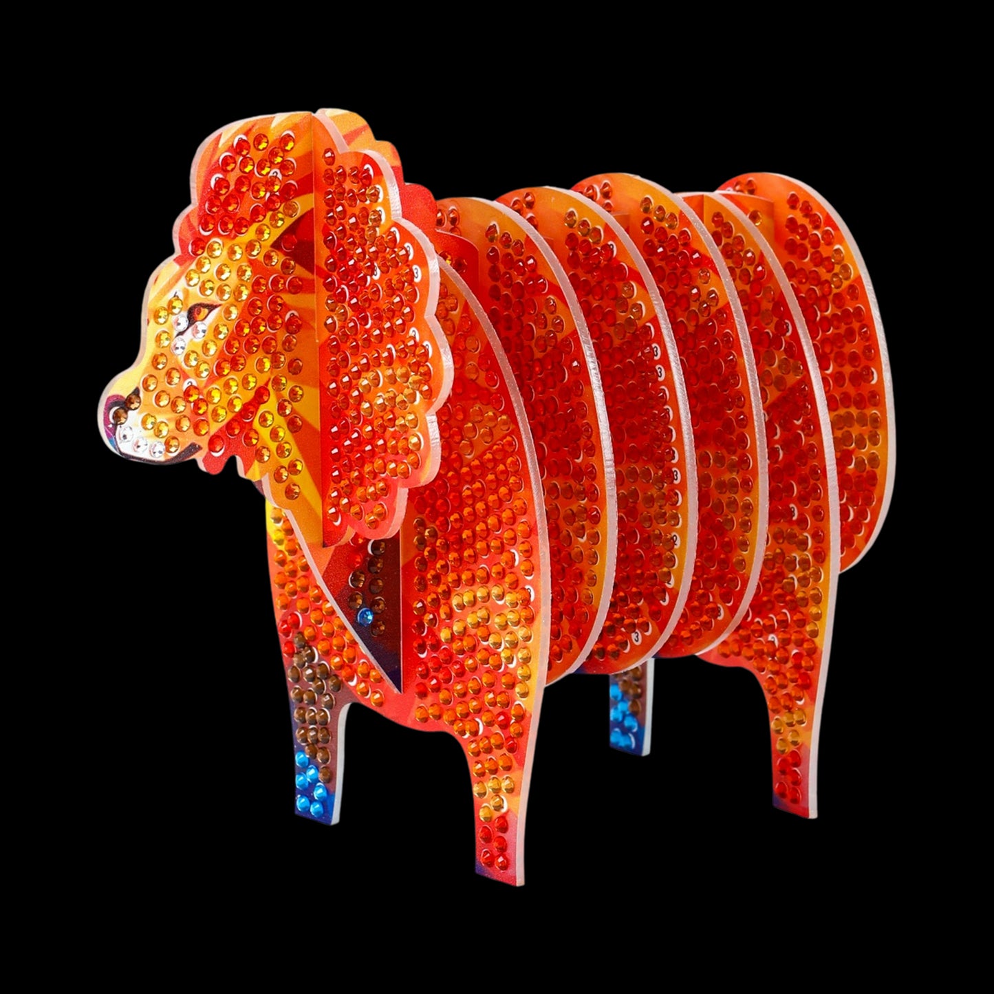 Lion 5D DIY Animal Pattern Diamond Painting Coasters Kits with Holder for Home