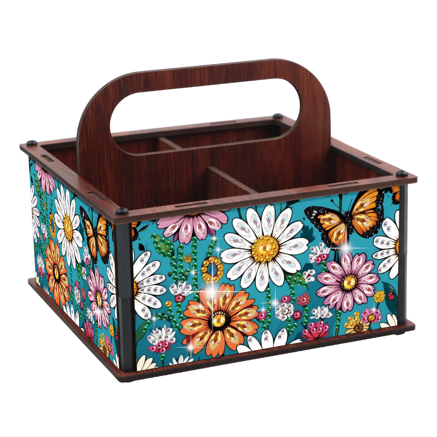 DIY Flower Butterfly Wooden Diamond Painting Handheld Storage Box Kit Home Decor
