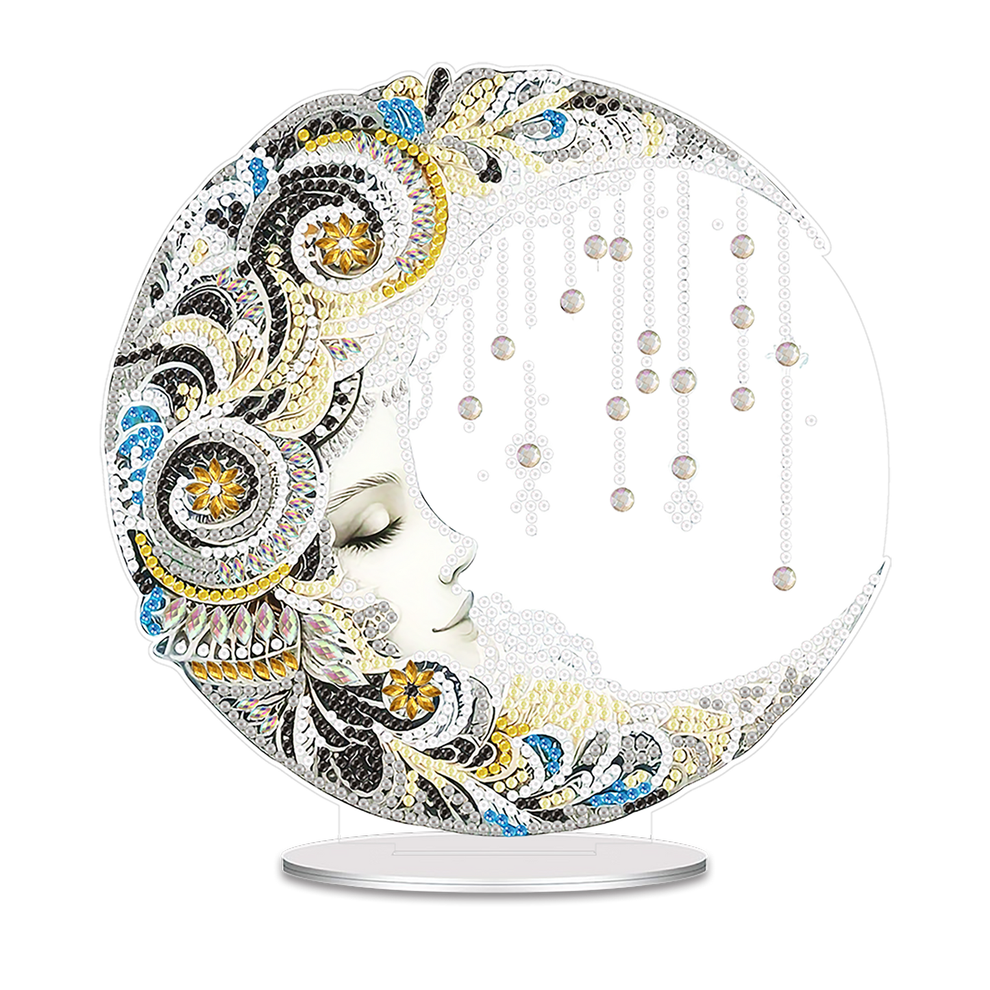 Moon DIY 2D Flat Acrylic Desktop Diamond Art Kit Single-Sided for Home Decor