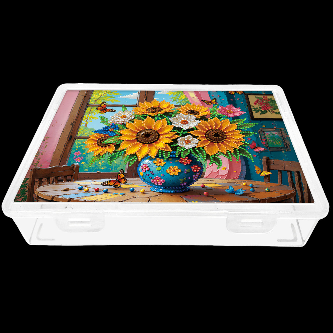 DIY Sunflower Vase Pattern Diamond Painting Kit Storage Box for Adults Beginners