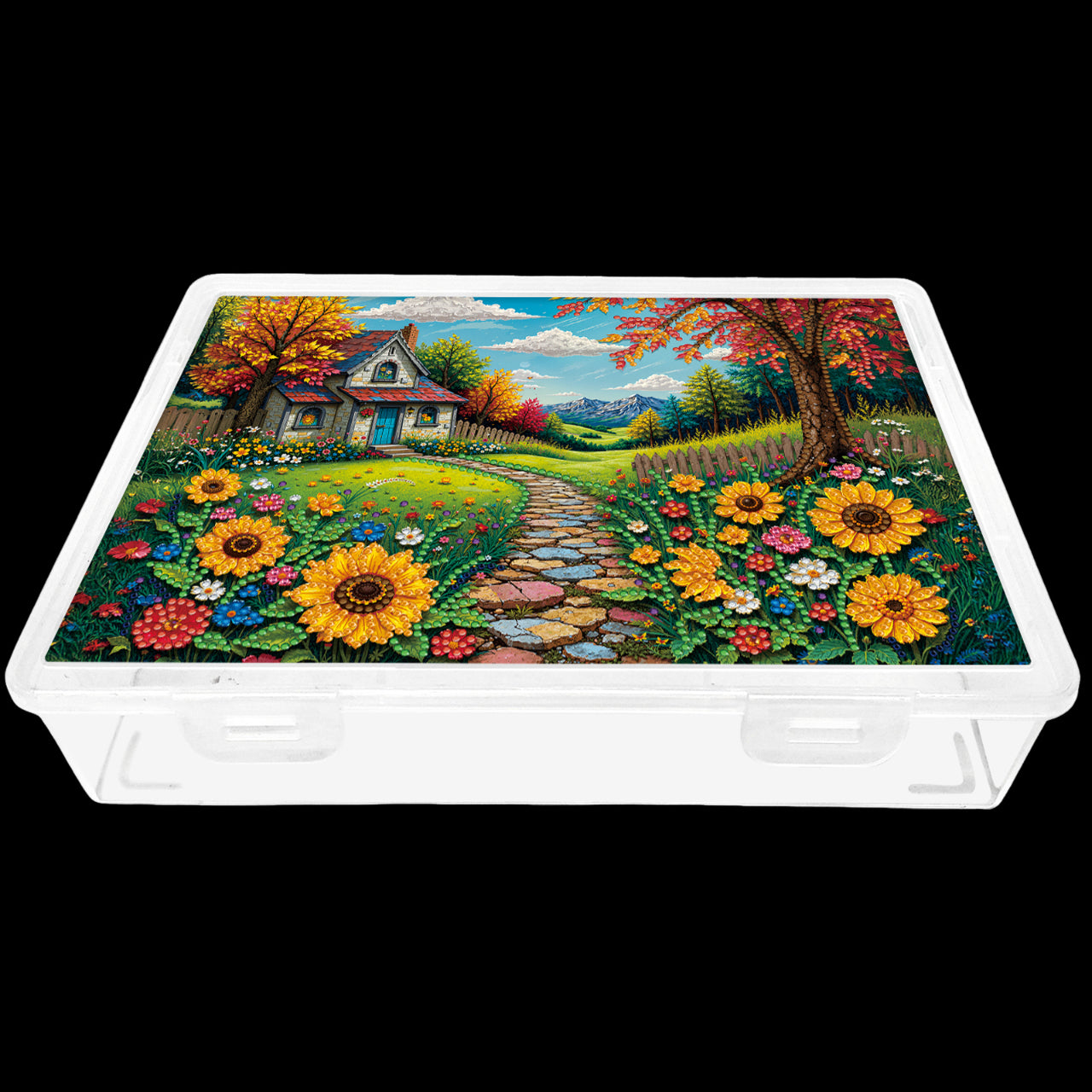 DIY Country Cottage Pattern Diamond Painting Kit Storage Box for Adult Beginner