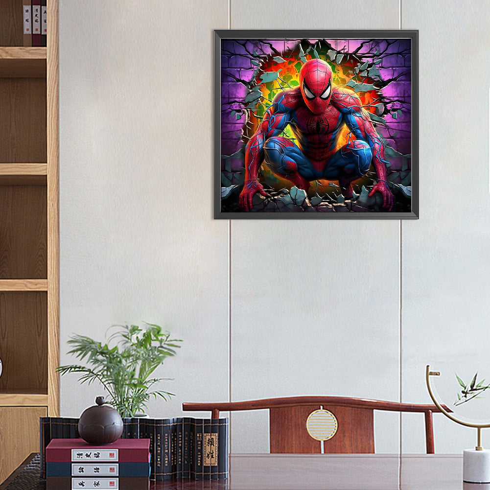 Superhero In Action Spiderman - Full Round Drill Diamond Painting 55*50CM